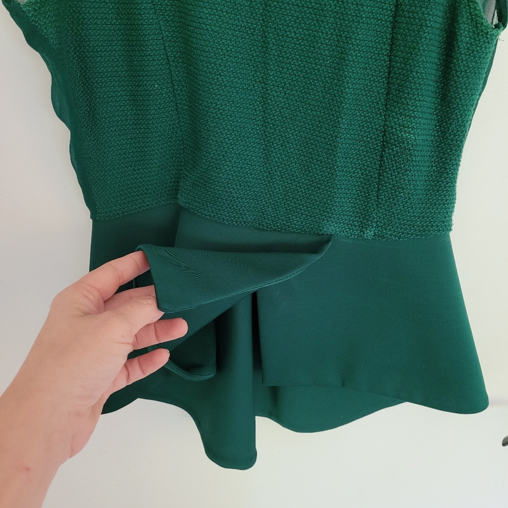 Zara women's peplum green top lace back - Picture 4 of 8